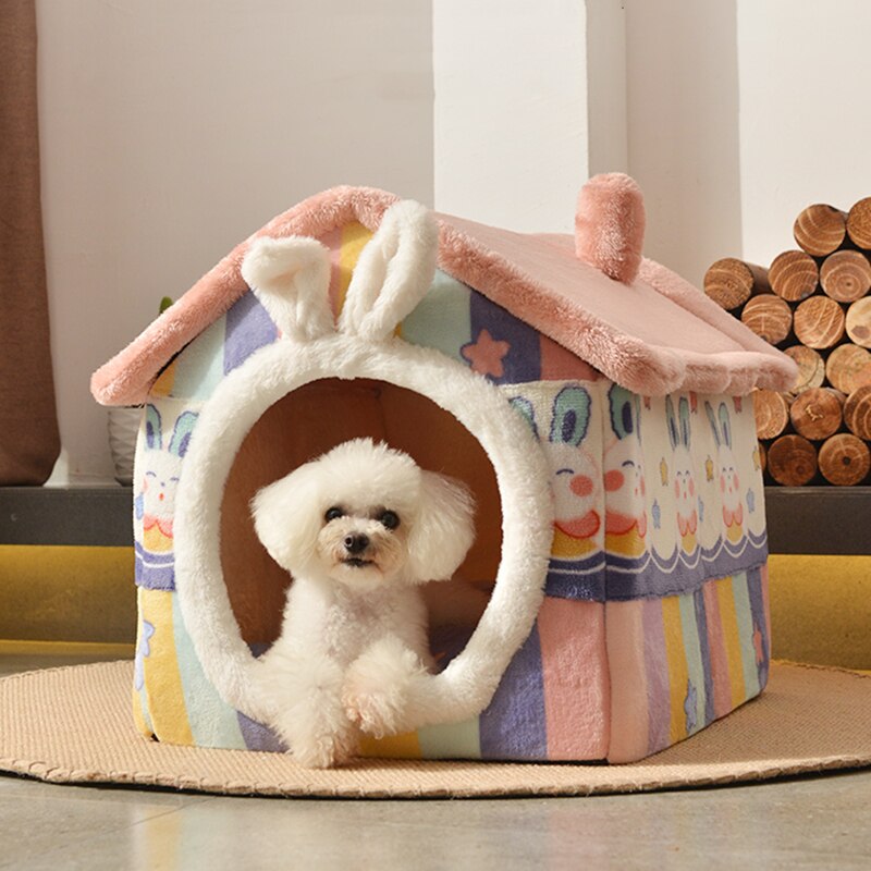Cotton Pet House Bed with Detachable Design – CozyBurrow™
