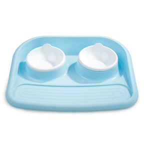 Double Pet Bowl Set with Divided Design for Dogs & Cats – Platterly™