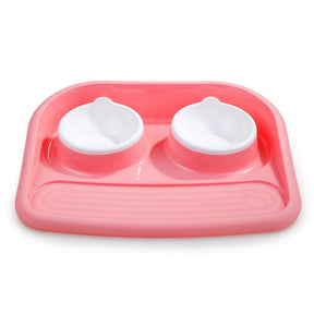 Double Pet Bowl Set with Divided Design for Dogs & Cats – Platterly™