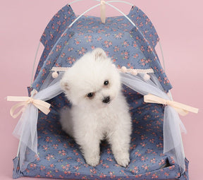 Cotton Pet Tent Bed with Colorful House-Style Design – Nestora™