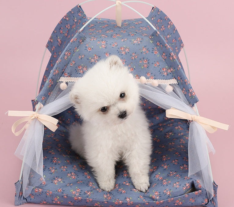 Cotton Pet Tent Bed with Colorful House-Style Design – Nestora™