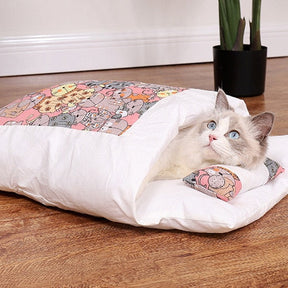 Cotton Pet Sleeping Bag Cave Bed with Pillow for Cats & Dogs – Nestora™