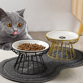 Elevated Porcelain Pet Bowl with Iron Stand – Ceramire™
