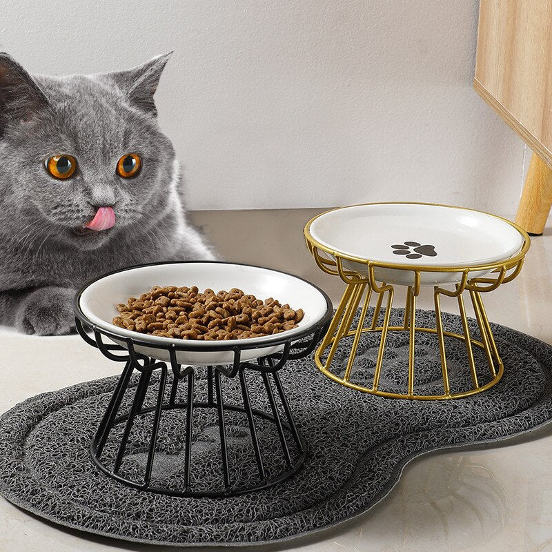 Elevated Porcelain Pet Bowl with Iron Stand – Ceramire™