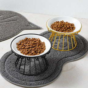 Elevated Porcelain Pet Bowl with Iron Stand – Ceramire™