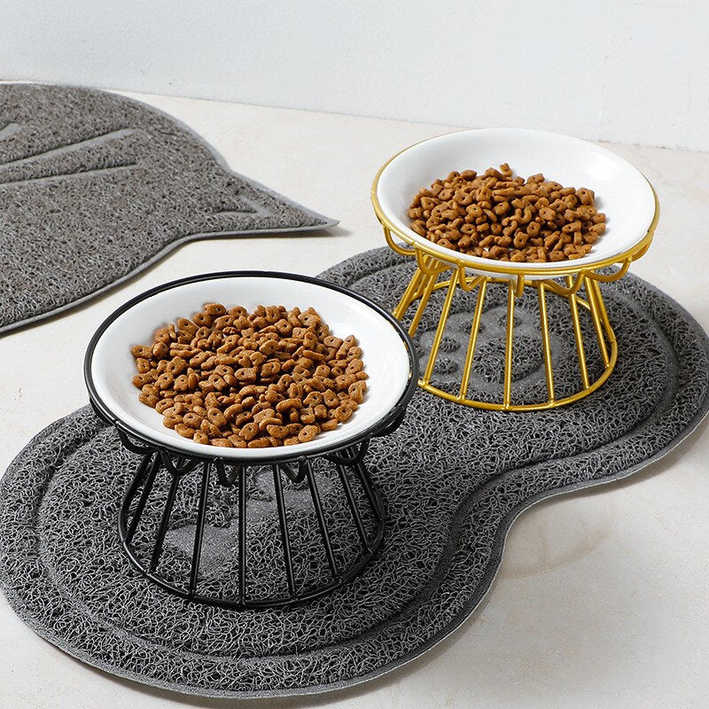 Elevated Porcelain Pet Bowl with Iron Stand – Ceramire™
