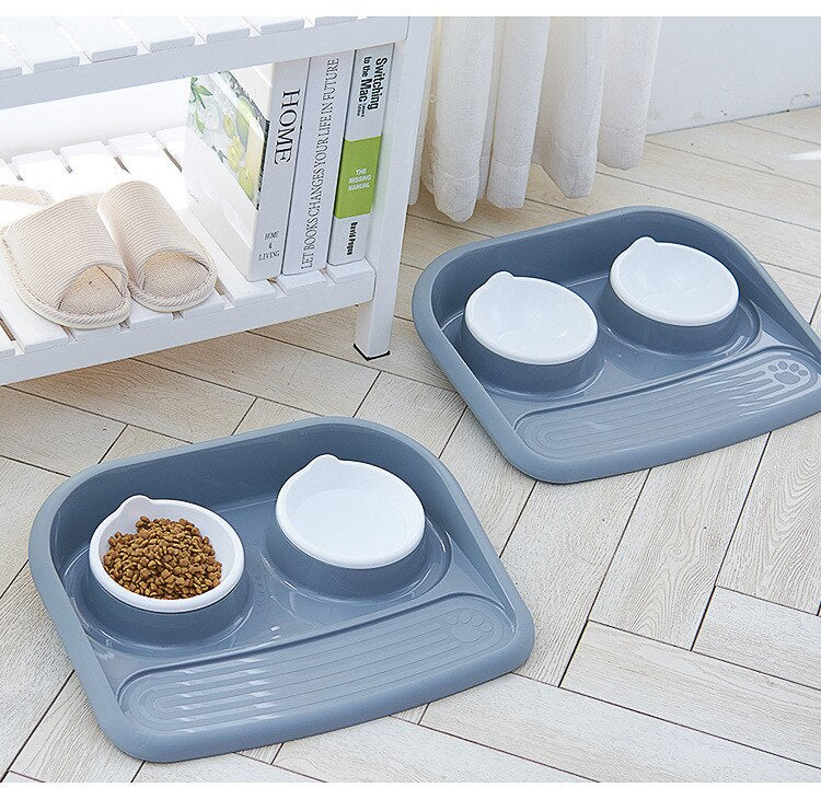 Double Pet Bowl Set with Divided Design for Dogs & Cats – Platterly™