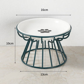 Elevated Porcelain Pet Bowl with Iron Stand – Ceramire™