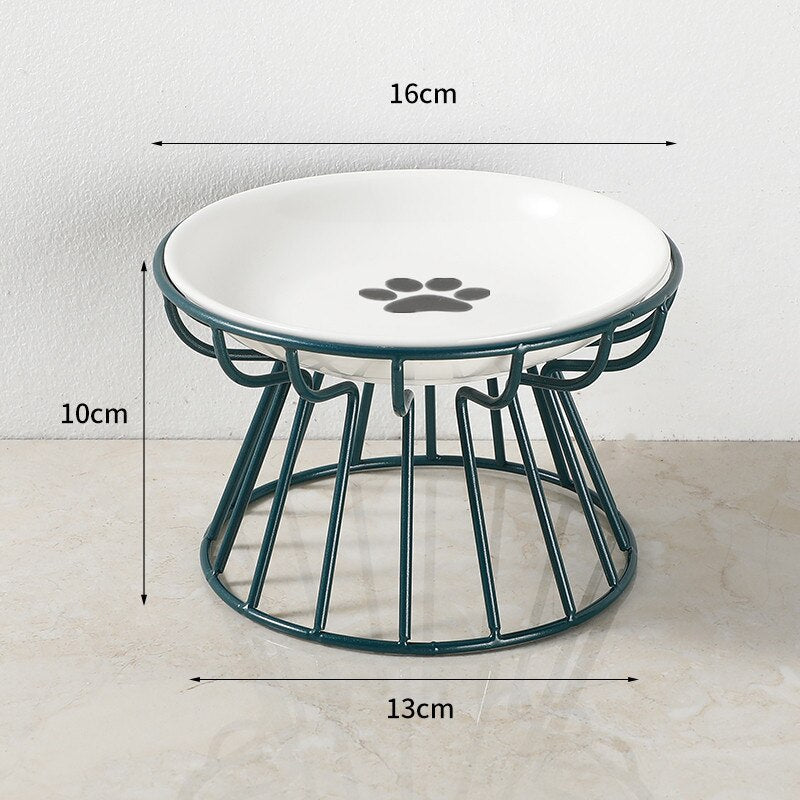 Elevated Porcelain Pet Bowl with Iron Stand – Ceramire™