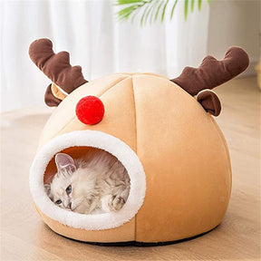 Antler-Shaped Pet Cave Bed with Removable Cushion – DeerDen™