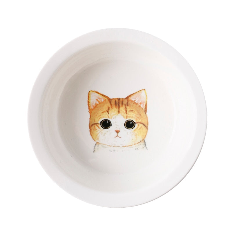Elevated Ceramic Cat Bowl with Bamboo Stand – Whisko™