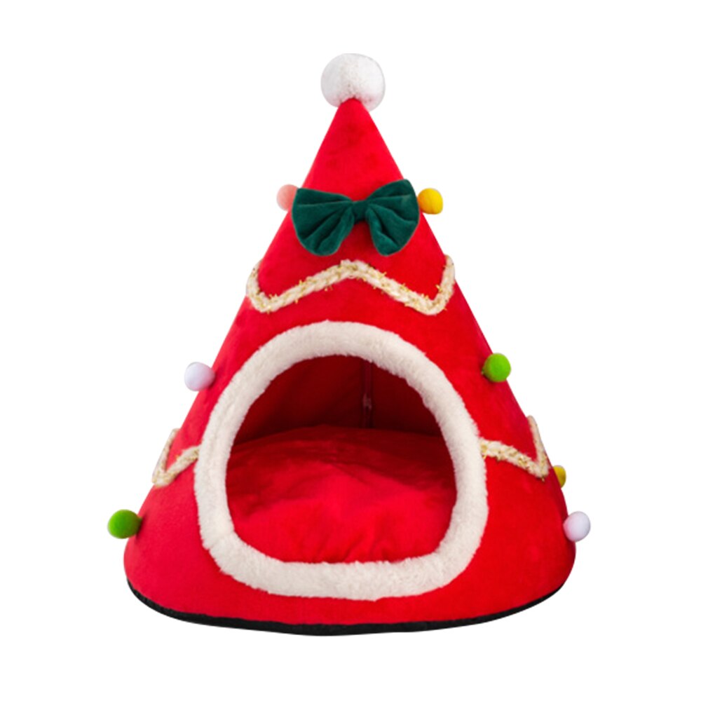 Christmas Tree Pet Cave Bed in Plush & Velvet – HollyHide™