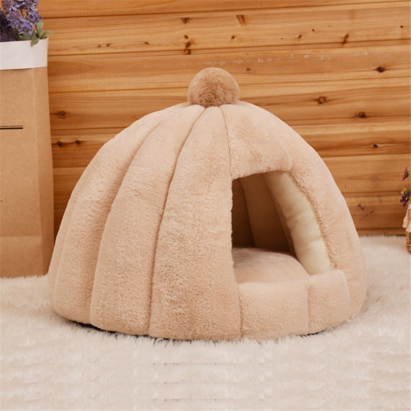 Soft Pet House Bed with Removable Cushion – HavenPuff™