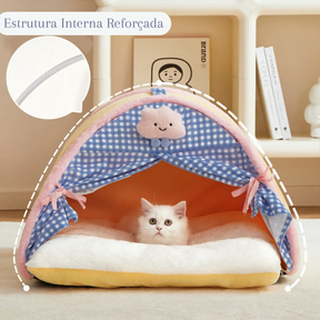 Pet Tent Cave Bed with Double Curtain & Reversible Mat – CloudNook™