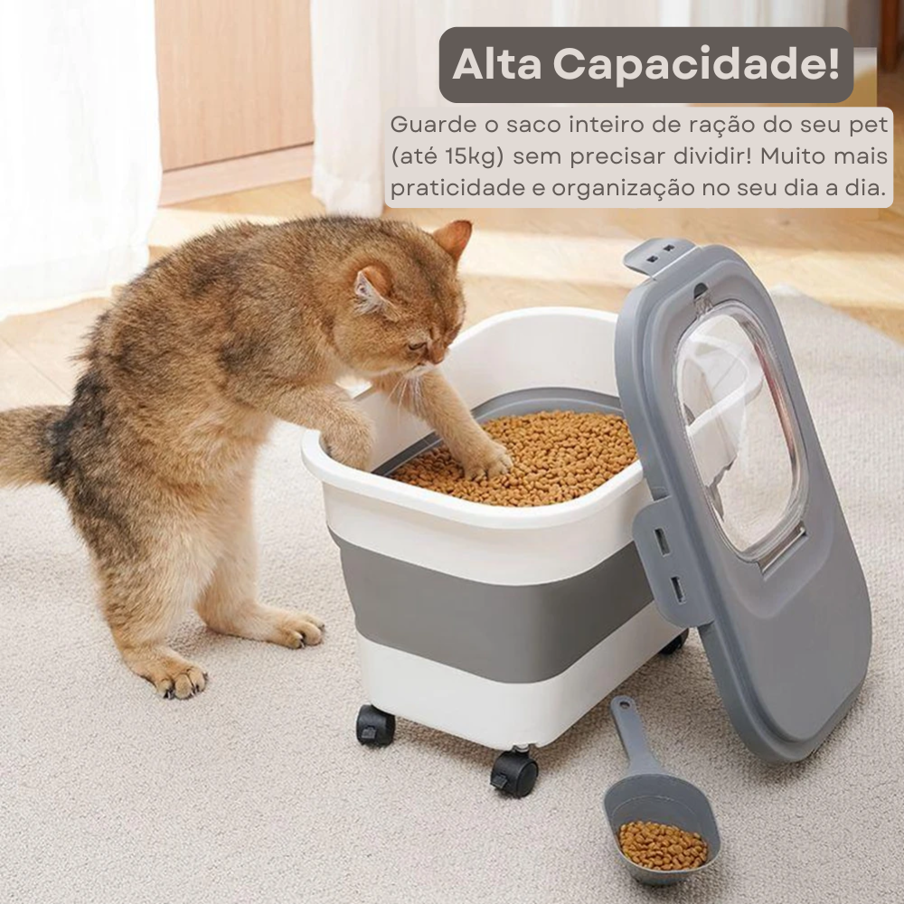 Foldable Pet Food Storage Container with Measuring Cup – Vaultra™