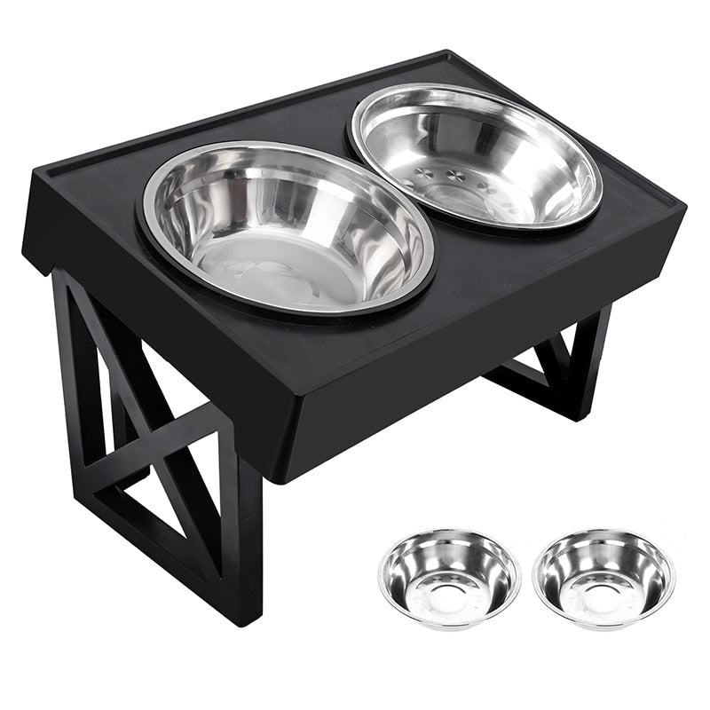 Elevated Adjustable-Height Pet Bowl with Slow Feeder – Bowdeck™