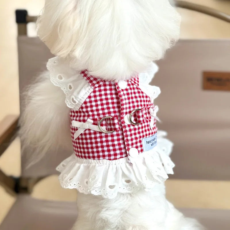 Plaid Vest Harness with Built-In Leash for Small Pets – Frilla™