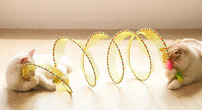 Cat Tunnel Toy with Spring Steel Frame & Elastic Mesh – SpringPounce™
