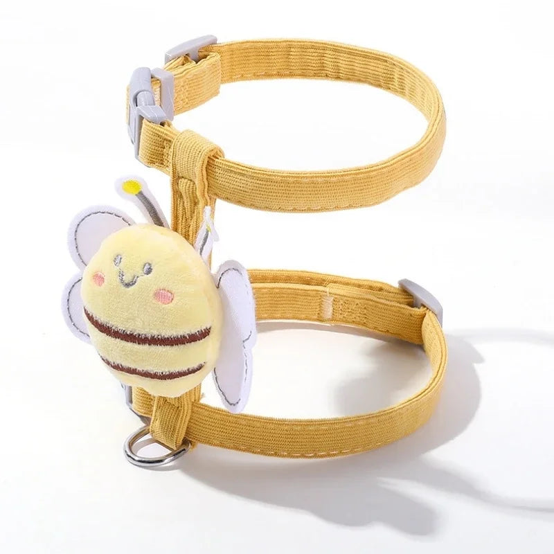 Yellow Bee Design Polyester Collar and Leash Set for Pets – Beezo™