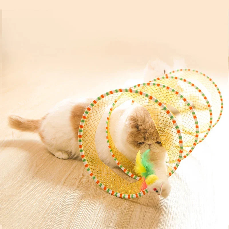 Cat Tunnel Toy with Spring Steel Frame & Elastic Mesh – SpringPounce™
