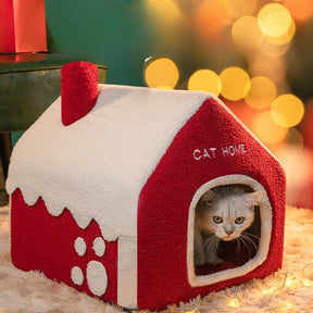 Pet House Bed in Coral Velvet for Small Pets – RubyNest™