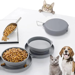 Foldable Silicone Double Pet Bowl for Food & Water – Foldera™