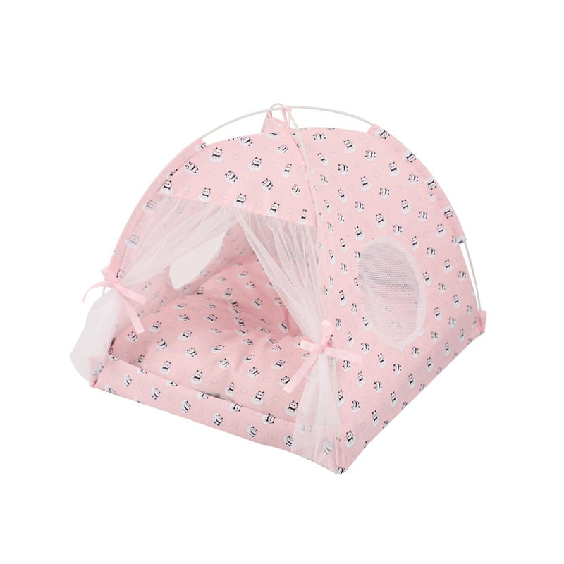 Cotton Pet Tent Bed with Colorful House-Style Design – Nestora™