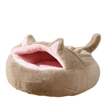 Plush Velvet Tree Stump Pet Bed for Cats & Small Dogs – Trunkly™