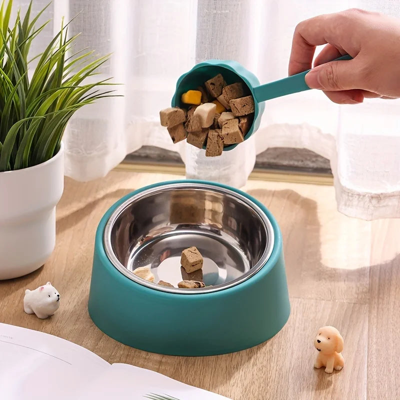 Tilted Pet Bowl with Plastic & Stainless Steel Design – Slantie™