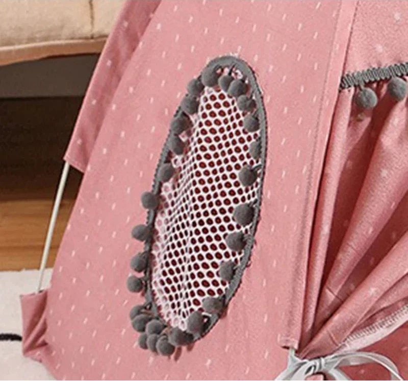 Polka Dot Pet Tent Bed with Lace Window – WhimsyNook™