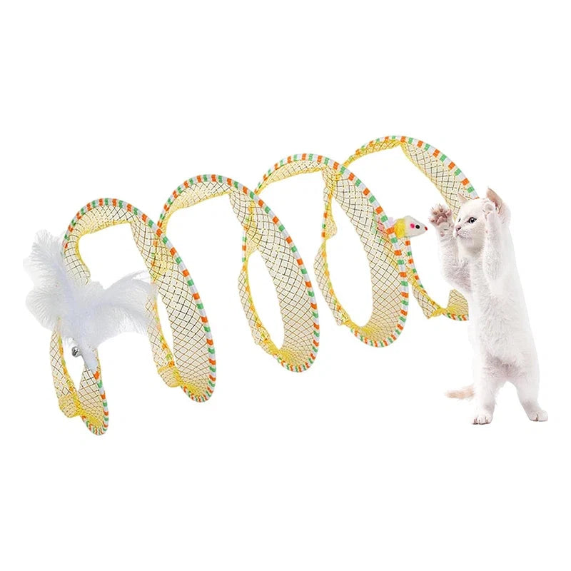 Cat Tunnel Toy with Spring Steel Frame & Elastic Mesh – SpringPounce™