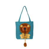 Nylon Pet Carrier Bag with Open-Window Design & Lion Print – Voyla™