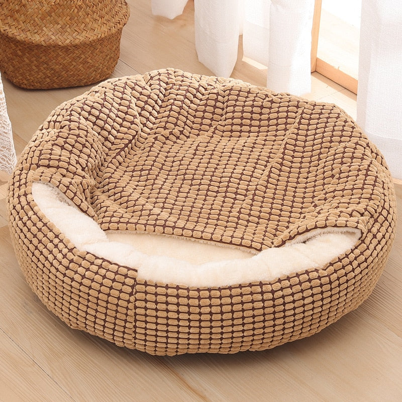 Covered Plush Pet Bed with Non-Slip Bottom – Tadeus