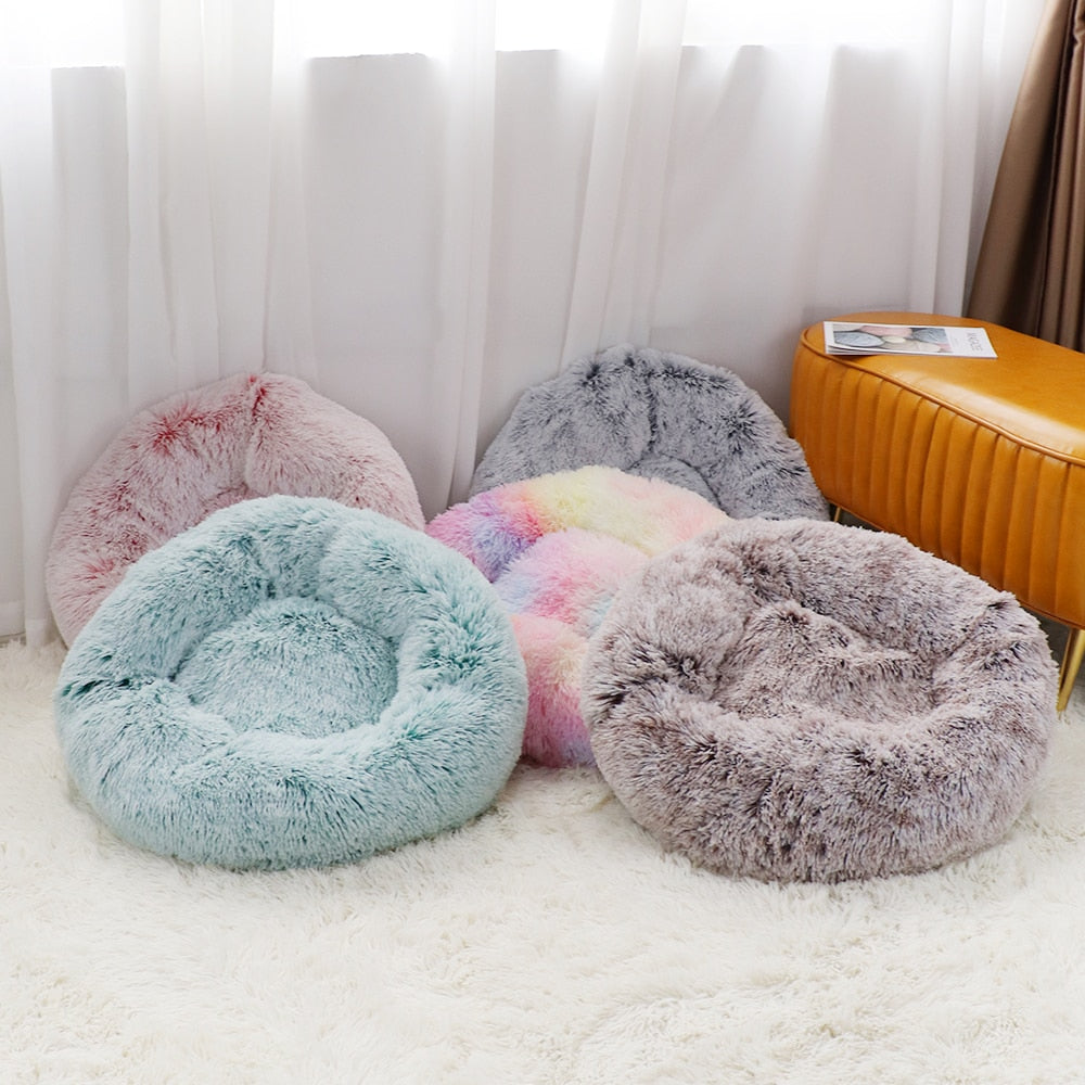 Round Plush Pet Bed in 5 Sizes – Nestora™