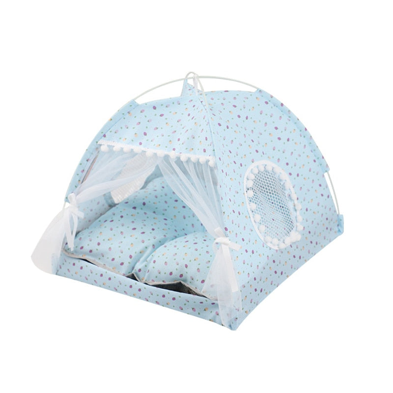 Cotton Pet Tent Bed with Colorful House-Style Design – Nestora™