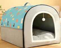 2-in-1 Convertible Pet Cave Bed with Removable Cushion – Dualo™
