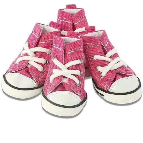 Denim Pet Sneakers, Navy Blue & Pink, Set of 2 Pairs – Quovex™