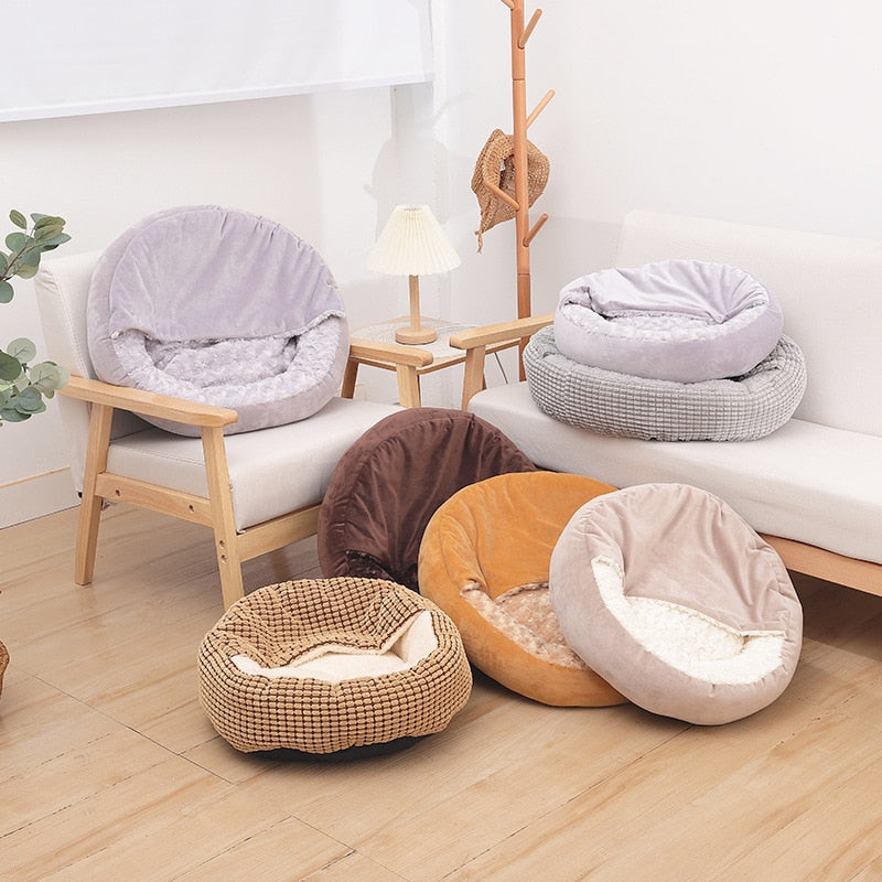 Covered Plush Pet Bed with Non-Slip Bottom – Tadeus