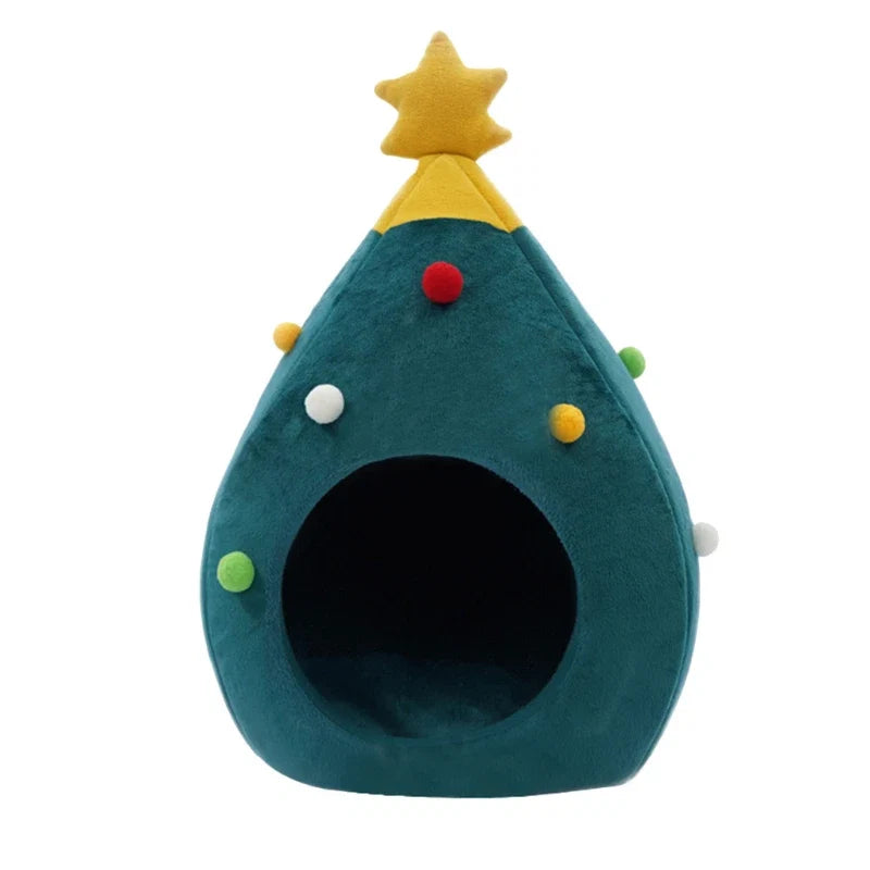 Christmas Tree Pet Cave Bed in Cotton – HollyHide™