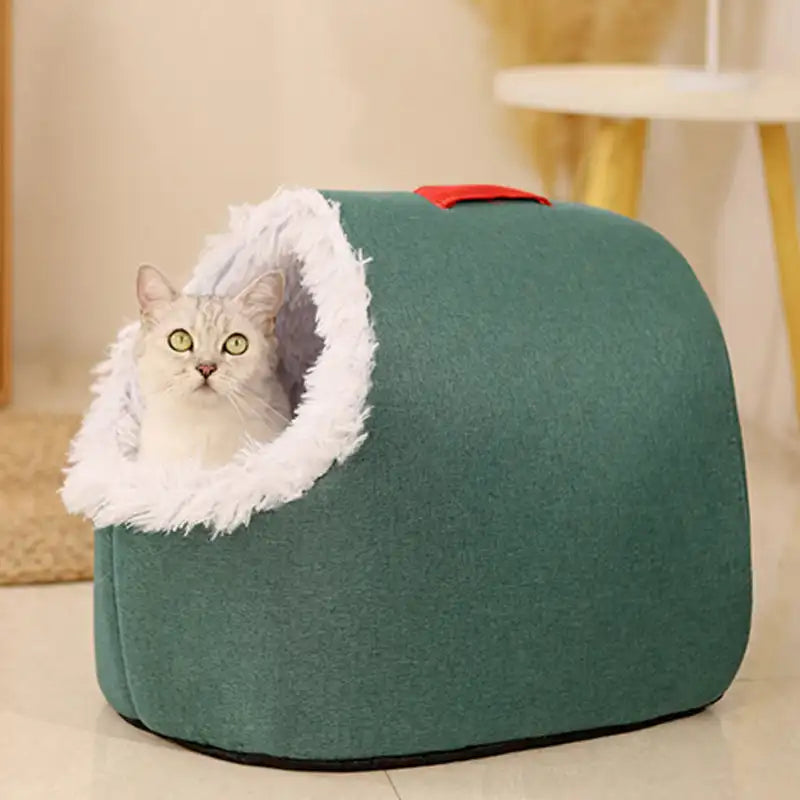 Insulated Pet Cave Bed with Removable Cushion for Dogs & Cats – WarmNest™