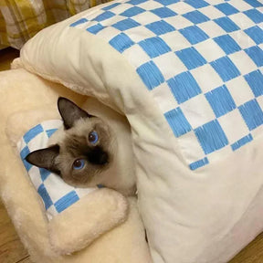 Plush Cave Sleeping Bag Pet Bed with Pillow for Dogs & Cats – Burrowly™
