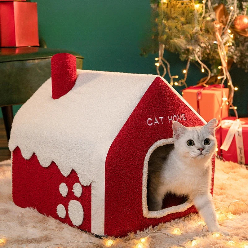 Pet House Bed in Coral Velvet for Small Pets – RubyNest™