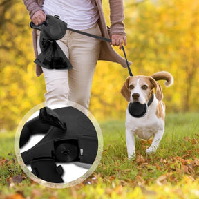 Retractable Dog Leash with Water Bottle & Waste Bag Dispenser – Roamly™