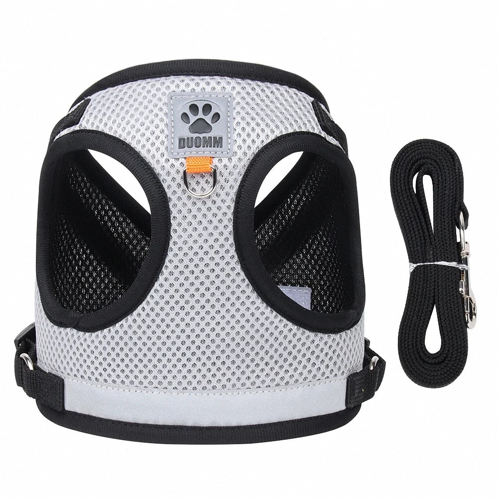 Reflective Chest Harness & Leash Set – Breathable Cotton-Poly Blend – GlowTrail™