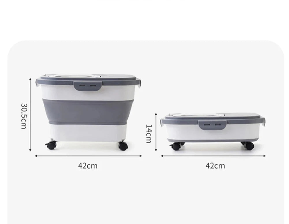 Foldable Pet Food Storage Container with Measuring Cup – Vaultra™