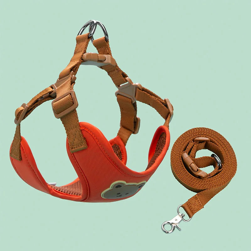 Teddy Bear Charm Polyester Collar & Leash Set for Pets – Baylo™