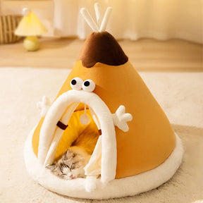 Cotton Pet Cave Bed with Non-Slip Base – CloudBurrow™