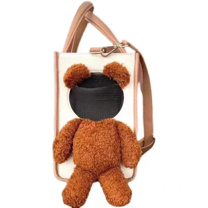 Soft Brown Teddy Bear Pet Carrier Bag for Dogs & Cats – Cubby™