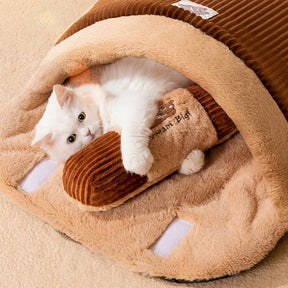 Velvet Sleeping Bag Pet Bed with Pillow for Dogs & Cats – SnugNest™