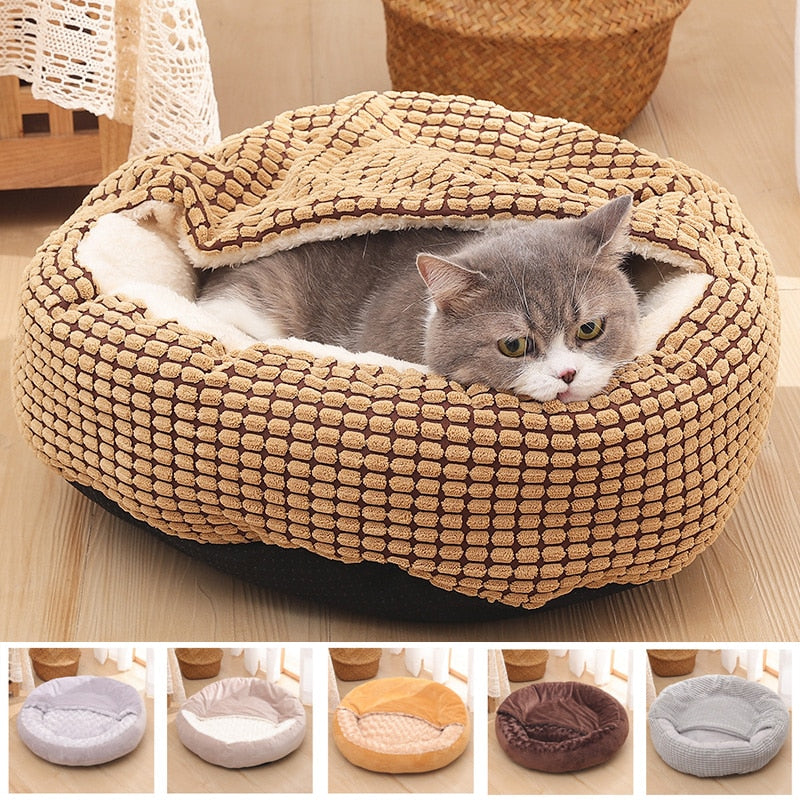 Covered Plush Pet Bed with Non-Slip Bottom – Tadeus